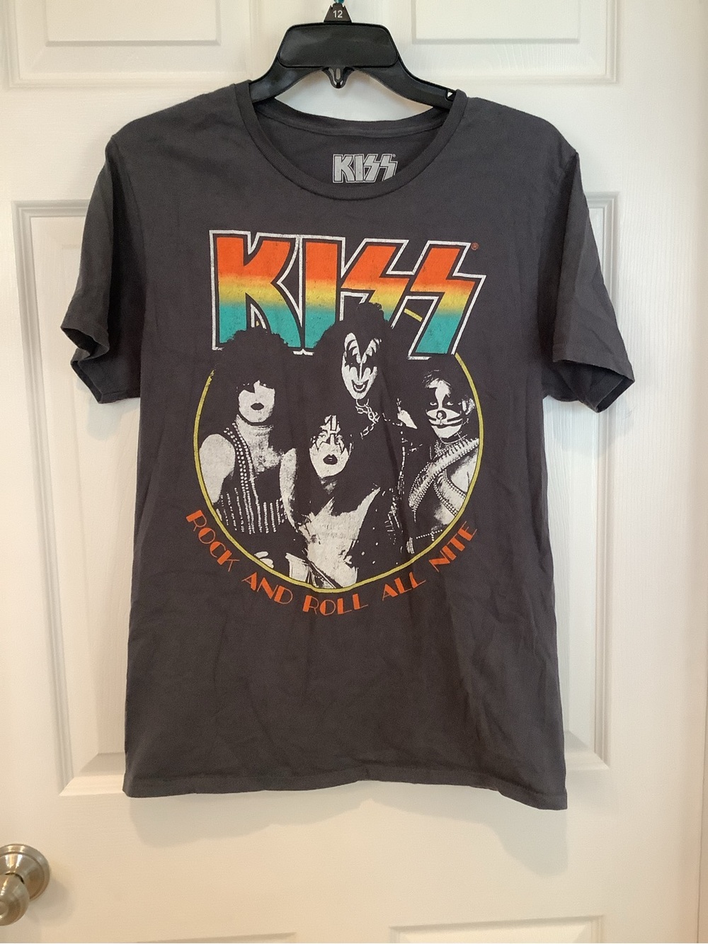 Kiss Short-Sleeve Graphic Tee in Charcoal with colorful  Logo